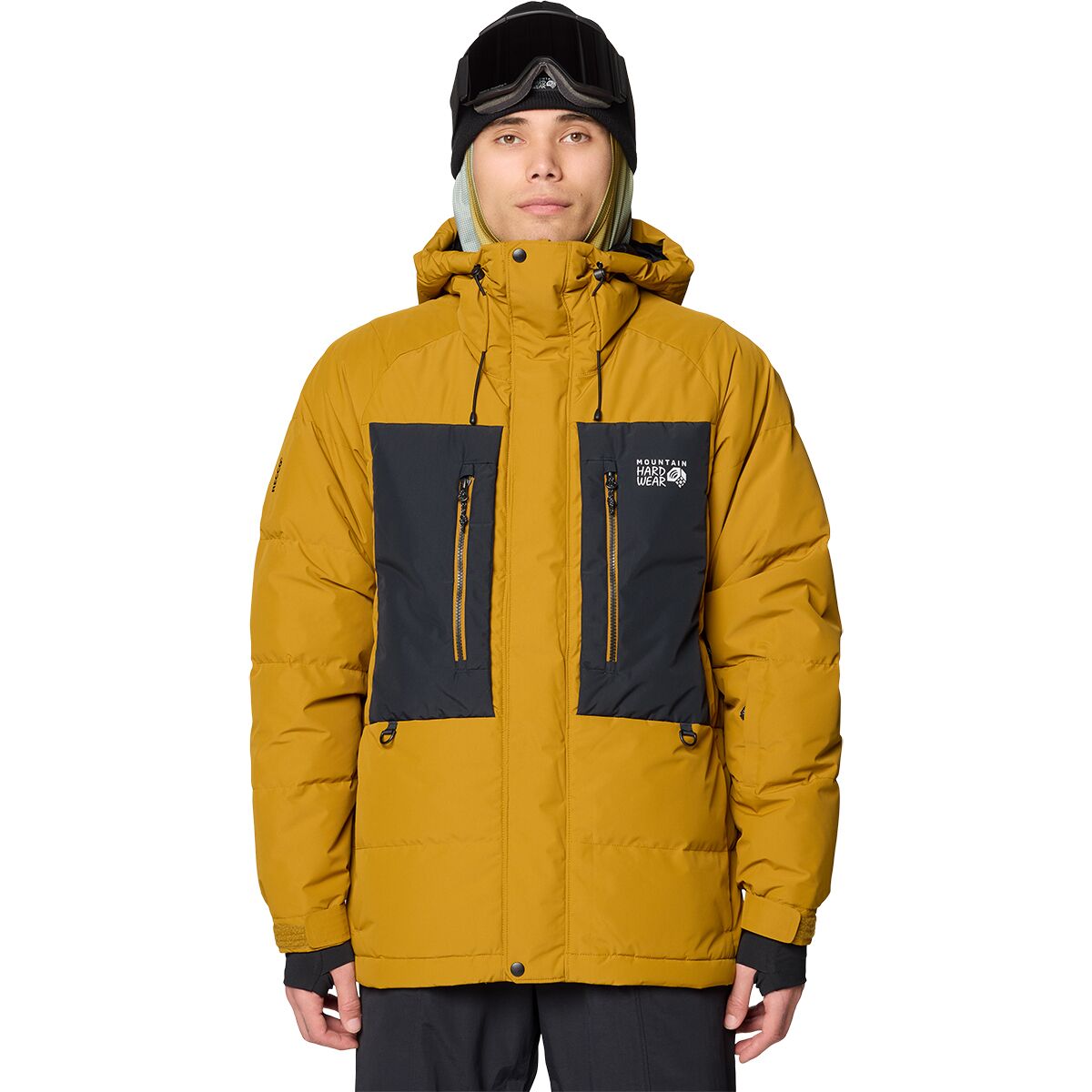 Image of Mountain Hardwear First Tracks Down Jacket - Men's Olive Gold/Black, M