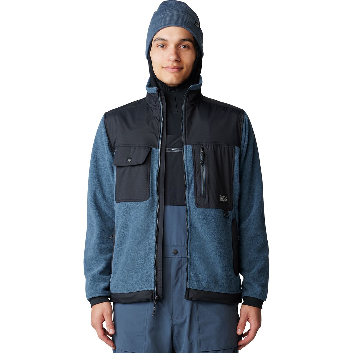 Image of Mountain Hardwear First Tracks Fleece Full-Zip Jacket - Men's Montauk Blue Heather/Black, XXL