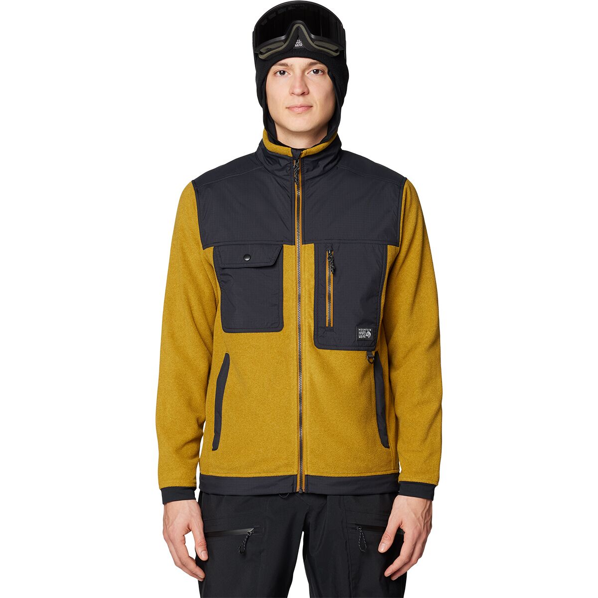 Image of Mountain Hardwear First Tracks Fleece Full-Zip Jacket - Men's Olive Gold Heather/Black, XL