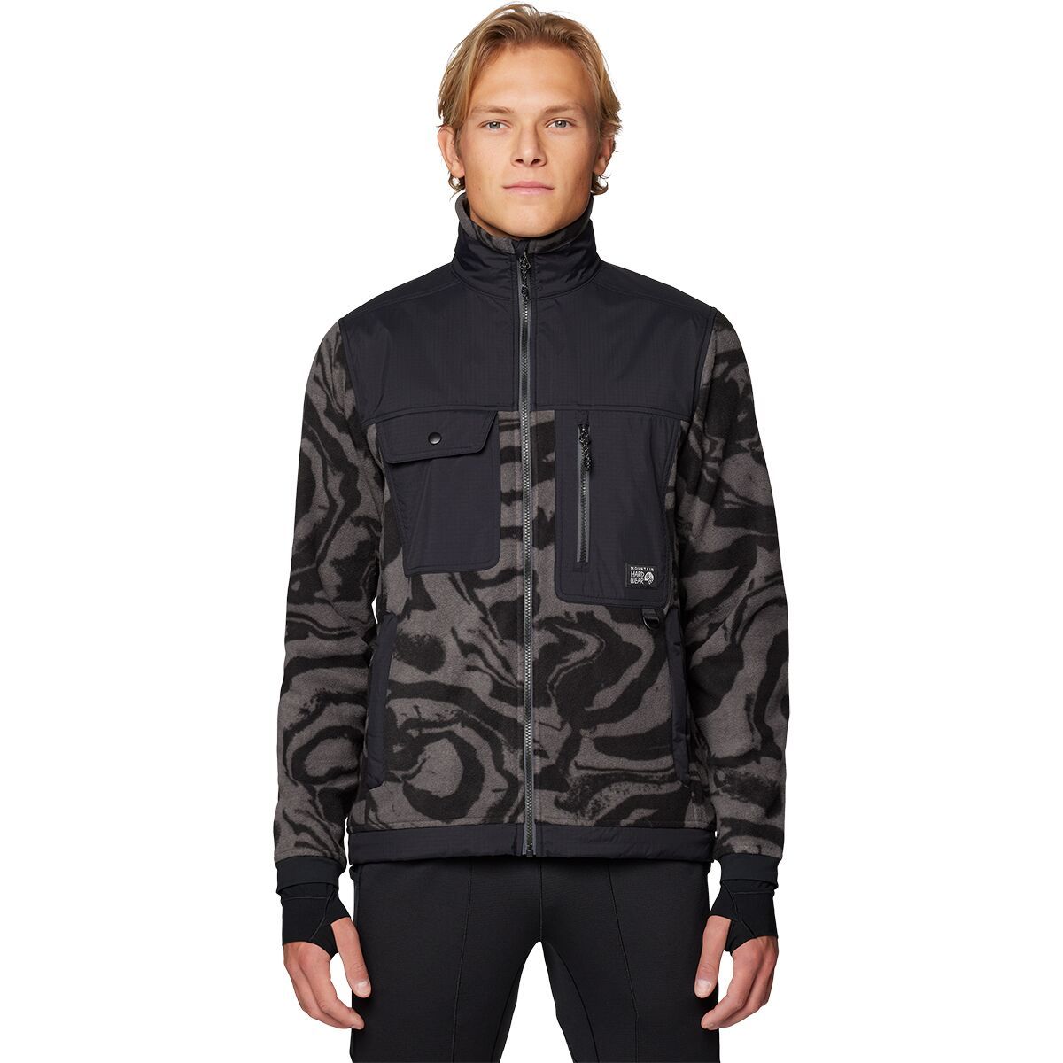 Image of Mountain Hardwear First Tracks Fleece Full-Zip Jacket - Men's Volcanic Rockstrata/Black, XXL