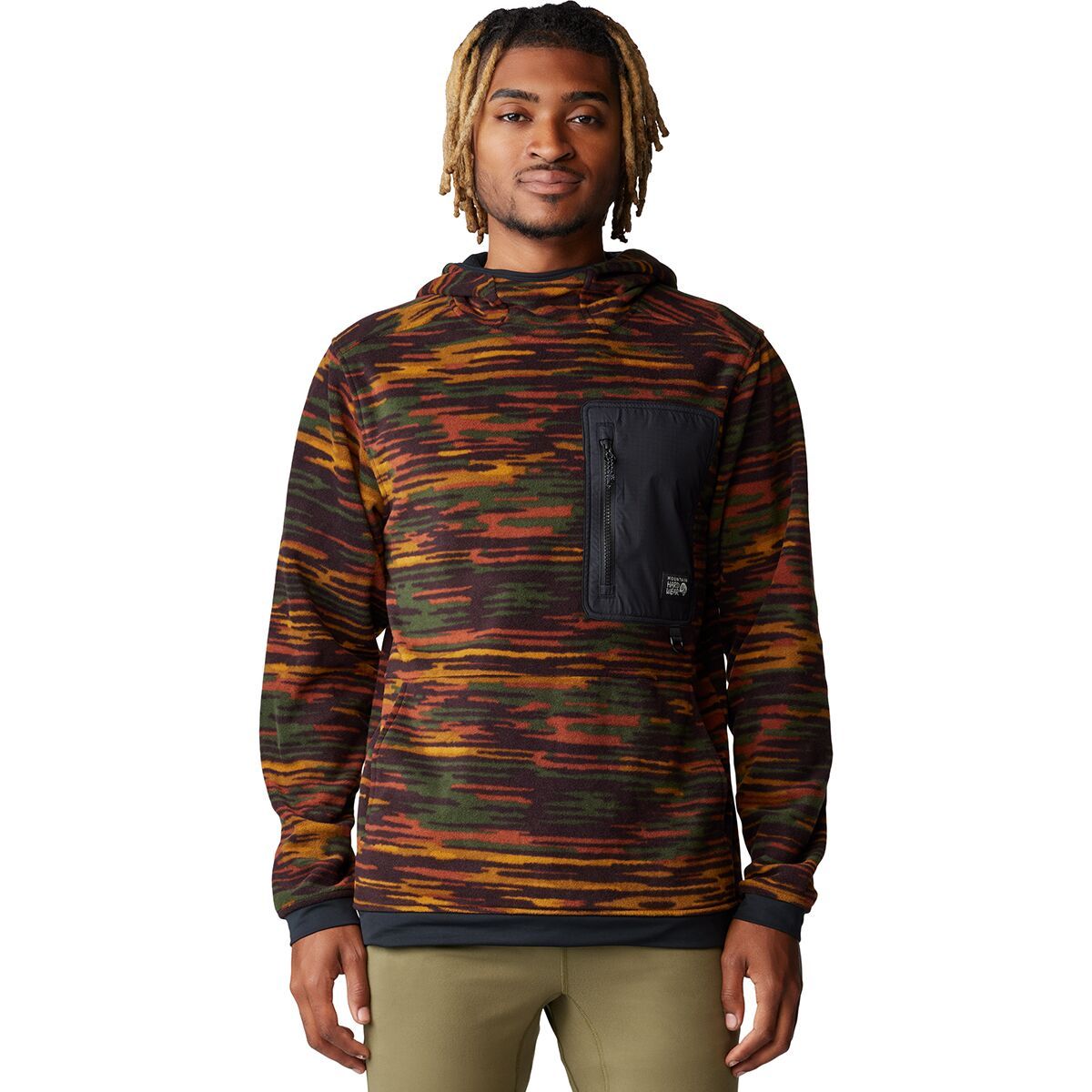 Image of Mountain Hardwear First Tracks Fleece Pullover Hoodie - Men's Iron Oxide Stria Print, S