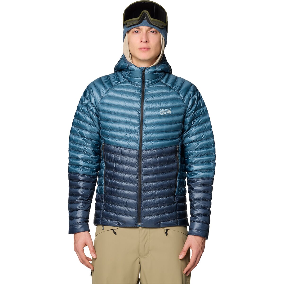 Image of Mountain Hardwear Ghost Whisperer Hooded Jacket - Men's Adriatic Blue/Moon Blue, XXL