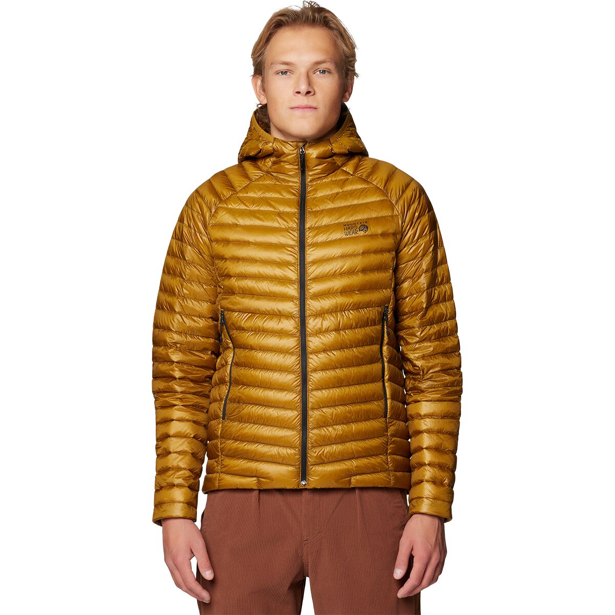 Image of Mountain Hardwear Ghost Whisperer Hooded Jacket - Men's Olive Gold, S