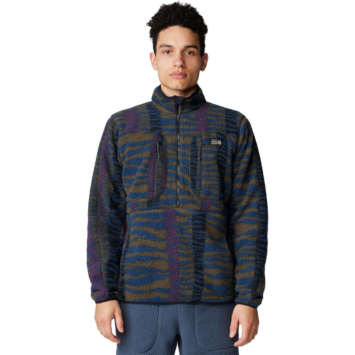 Mountain Hardwear HiCamp Fleece Printed Pullover - Men's Ridgeline Ridge Stripe Print, M