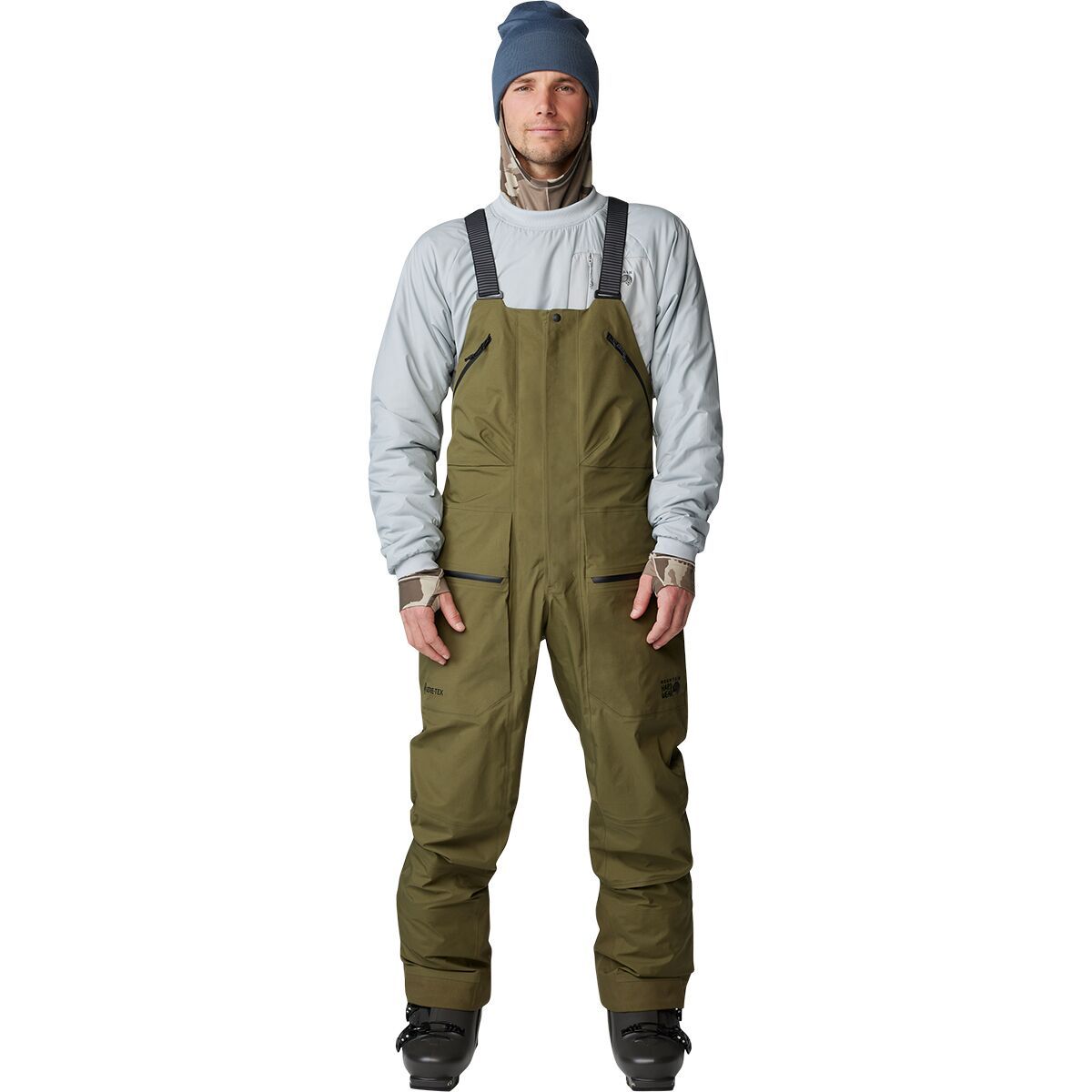 Image of Mountain Hardwear High Exposure GORE-TEX C-Knit Bib Pant - Men's Combat Green, M/Reg