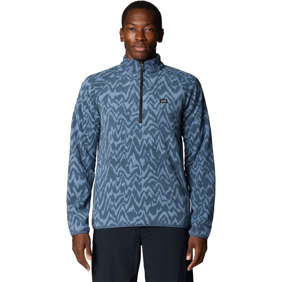 Image of Mountain Hardwear Microchill 1/4-Zip Pullover - Men's Moon Blue Peaks Xl Print, L