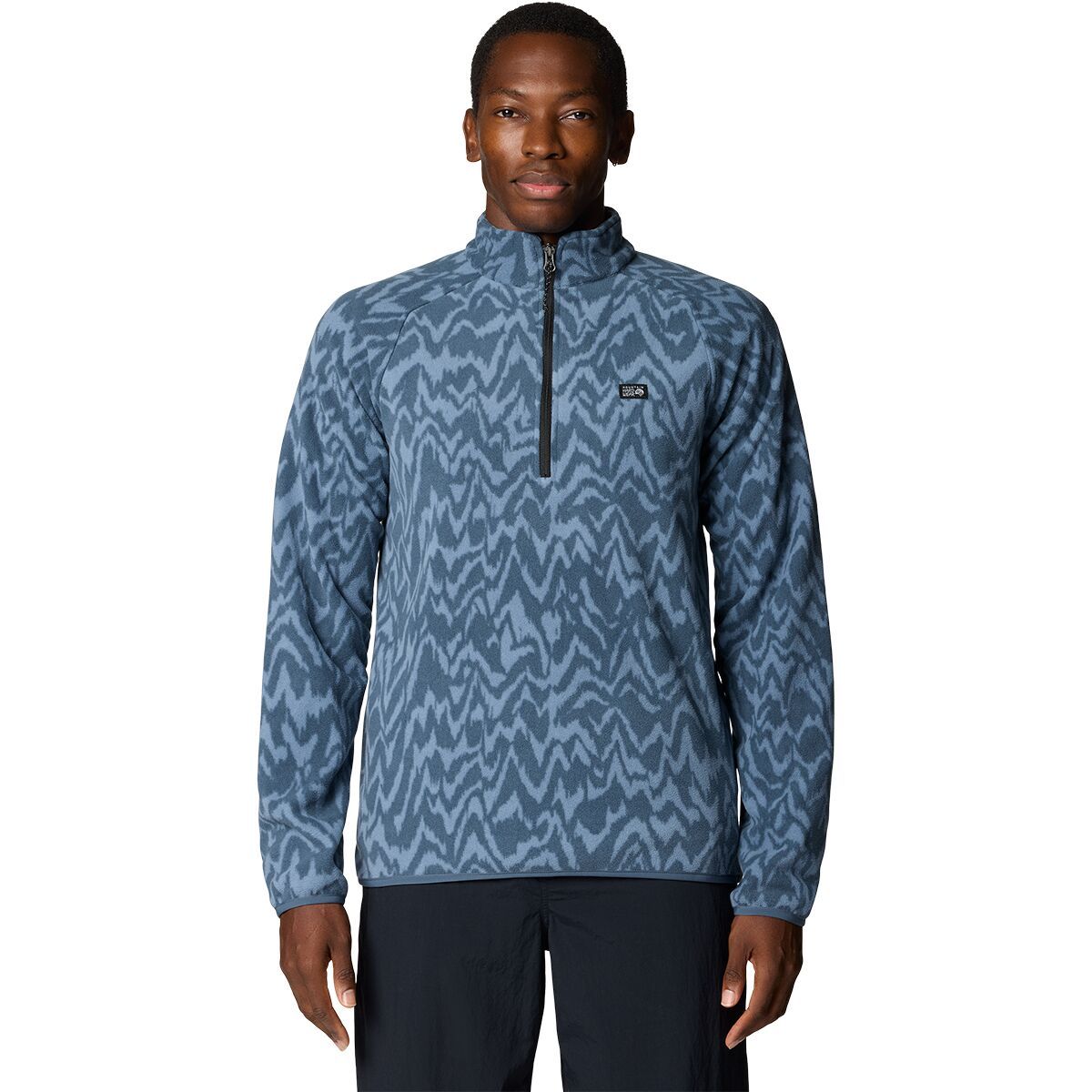 Image of Mountain Hardwear Microchill 1/4-Zip Pullover - Men's Moon Blue Peaks Xl Print, S