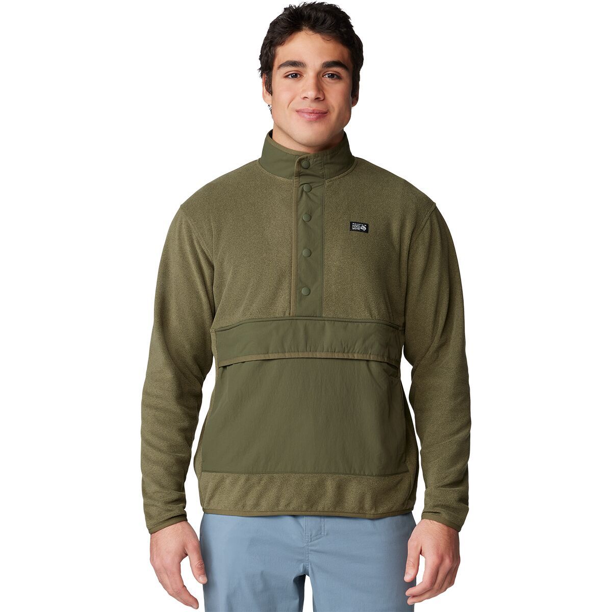 Image of Mountain Hardwear Microchill Snap Pullover - Men's Combat Green Heather, M