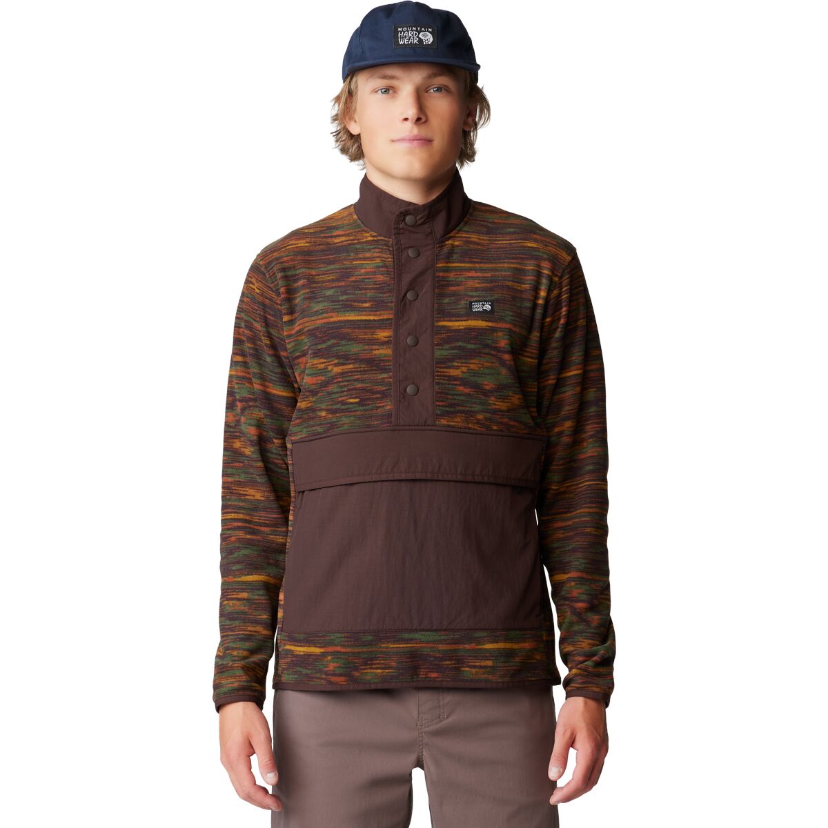 Image of Mountain Hardwear Microchill Snap Pullover - Men's Iron Oxide Print, L