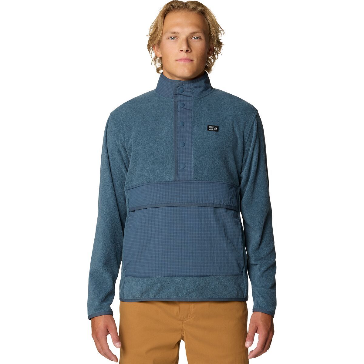 Image of Mountain Hardwear Microchill Snap Pullover - Men's Moon Blue Heather, XL
