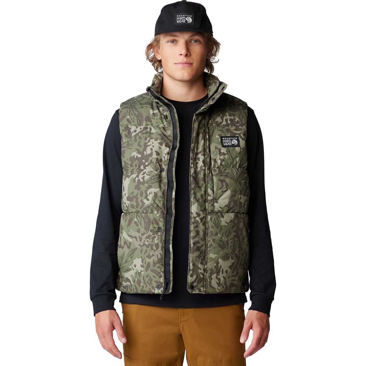 Image of Mountain Hardwear Nevadan Down Vest - Men's Stone Green Forests Floor Print, XL