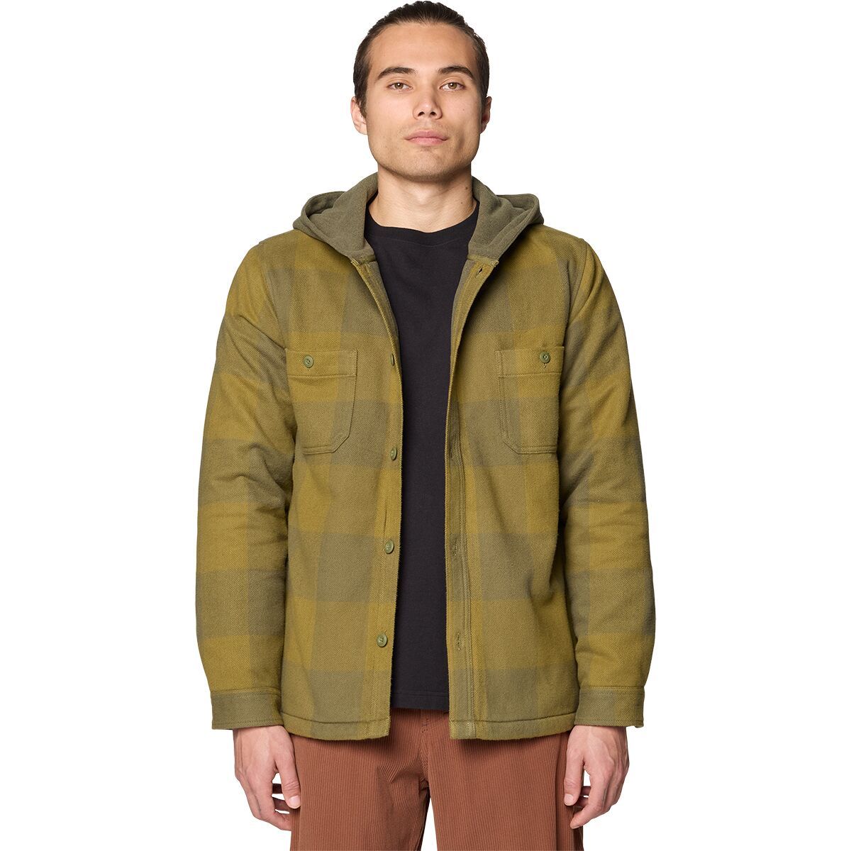 Image of Mountain Hardwear Plusher Microchill Lined Shirt - Men's Combat Green Tatanka Check, L