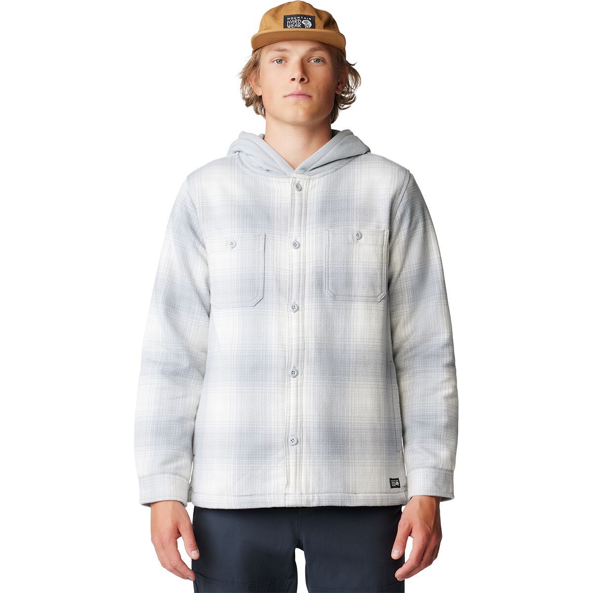 Image of Mountain Hardwear Plusher Microchill Lined Shirt - Men's Glacial Ombre Buffalo Check Print, L