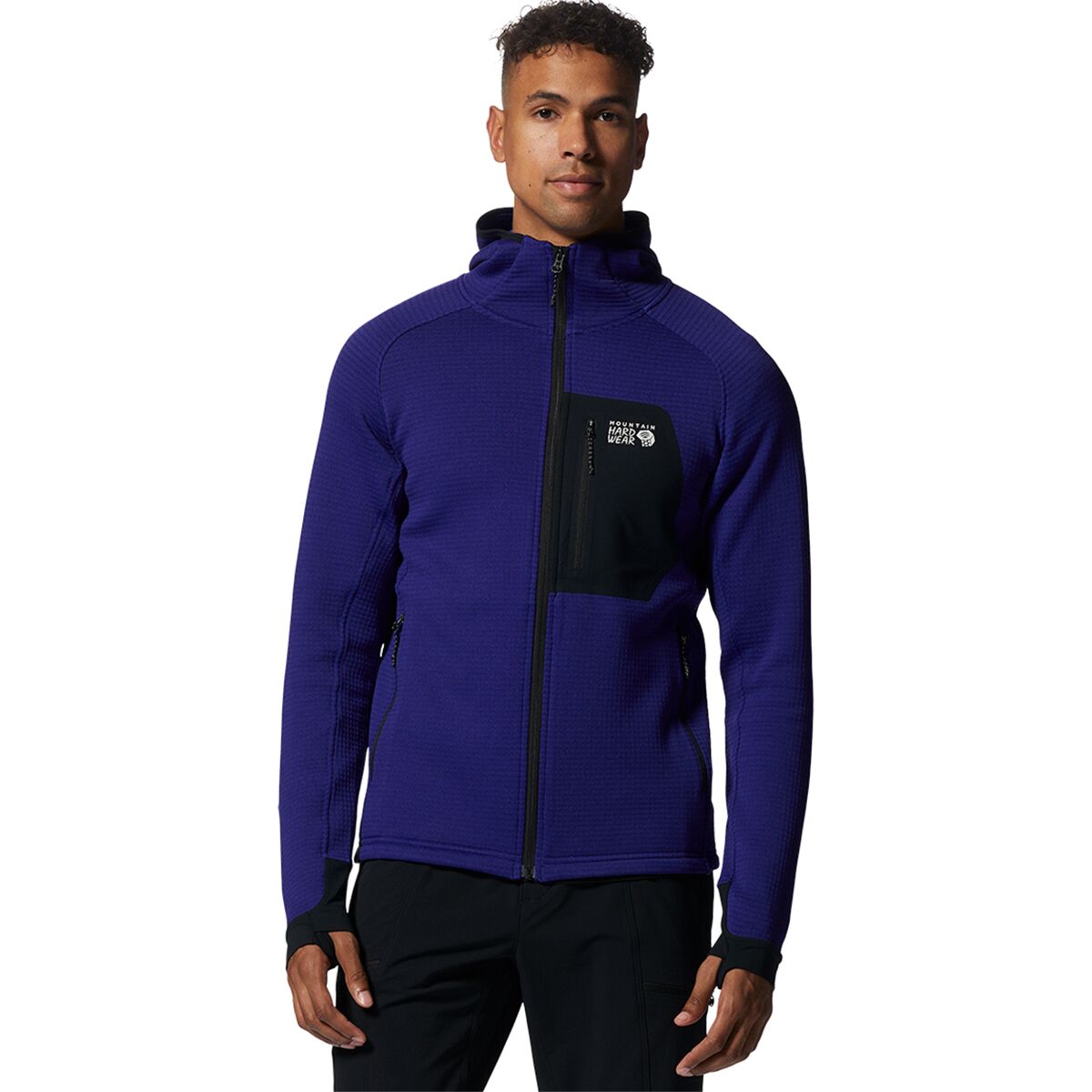 Image of Mountain Hardwear Polartec Power Grid Full-Zip Hoodie - Men's Klein Blue Heather, L