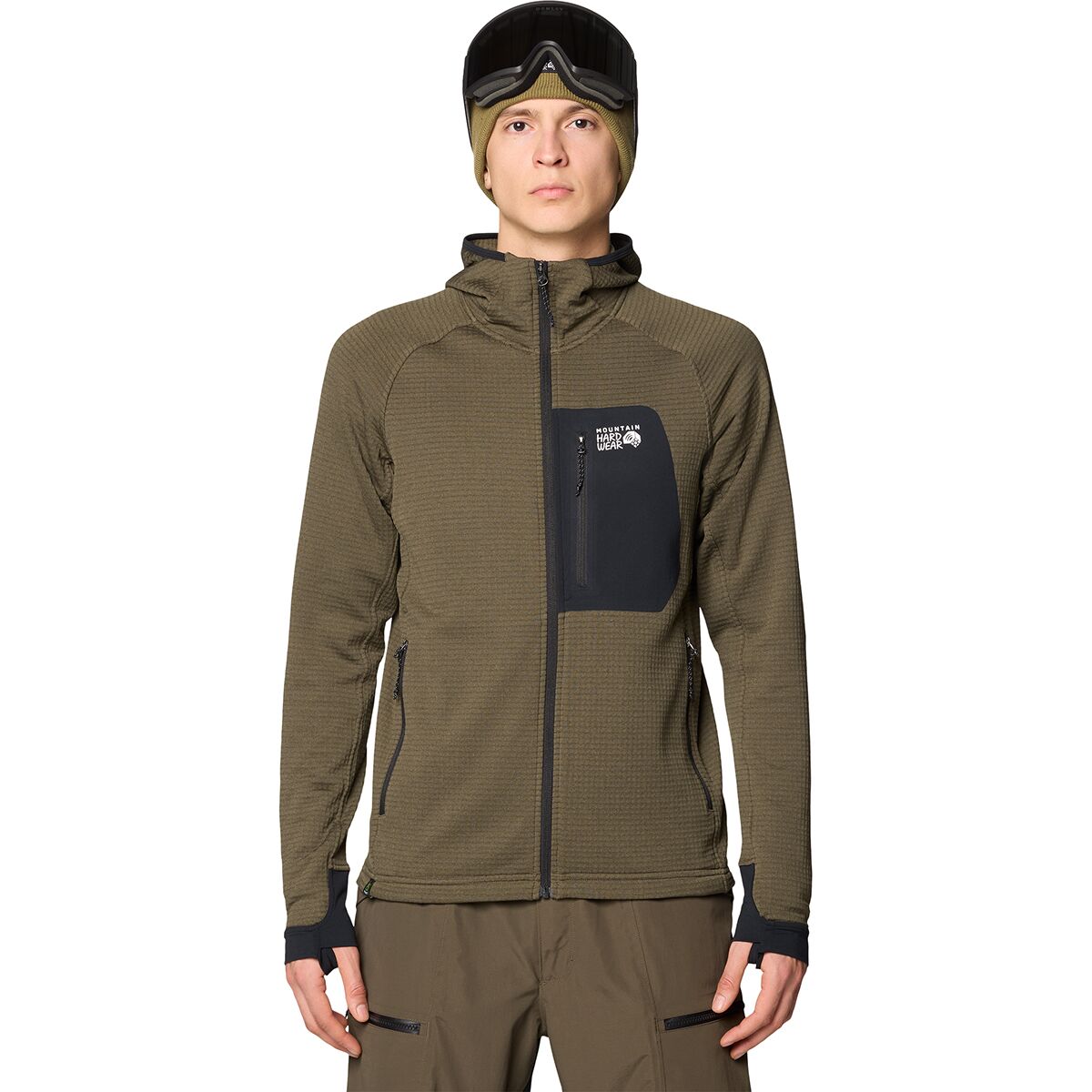 Image of Mountain Hardwear Polartec Power Grid Full-Zip Hoodie - Men's Ridgeline Heather, XL