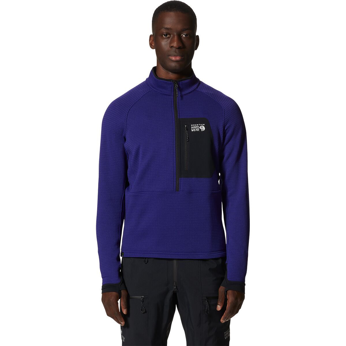 Image of Mountain Hardwear Polartec Power Grid Half-Zip Jacket - Men's Klein Blue Heather, XXL