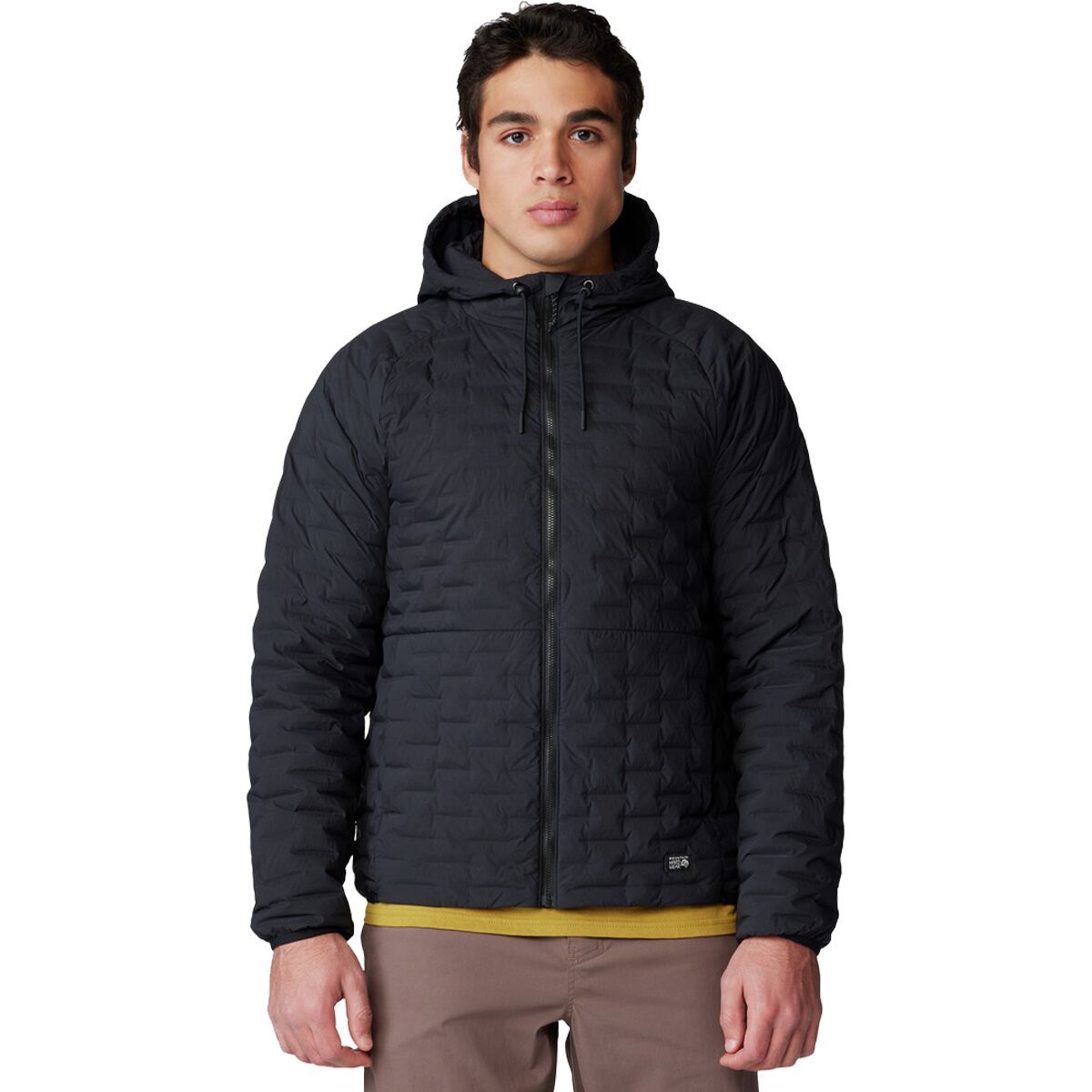 Image of Mountain Hardwear Stretchdown Light Full-Zip Hooded Jacket - Men's Black, L
