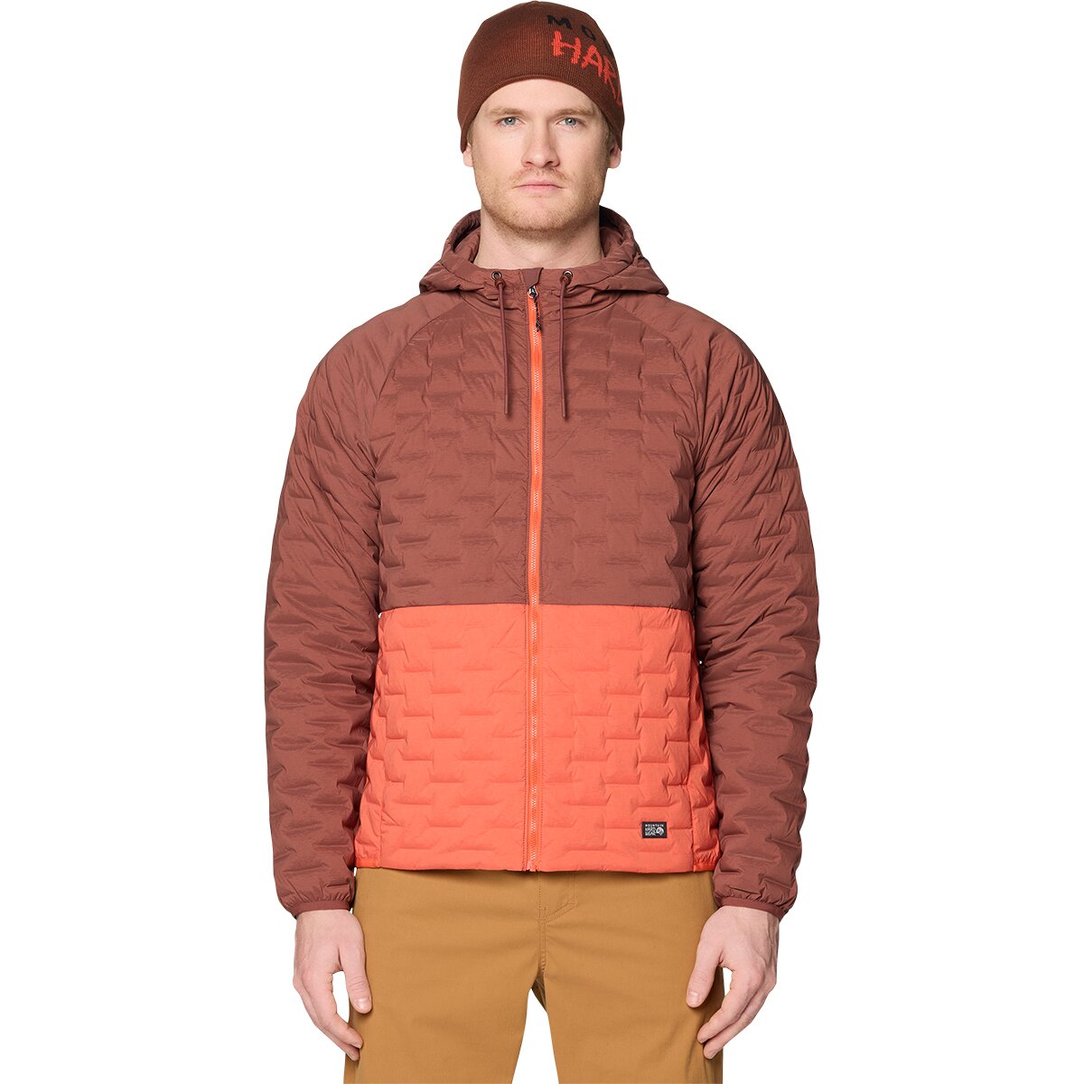 Image of Mountain Hardwear Stretchdown Light Full-Zip Hooded Jacket - Men's Bourbon Brown/Aspect, L