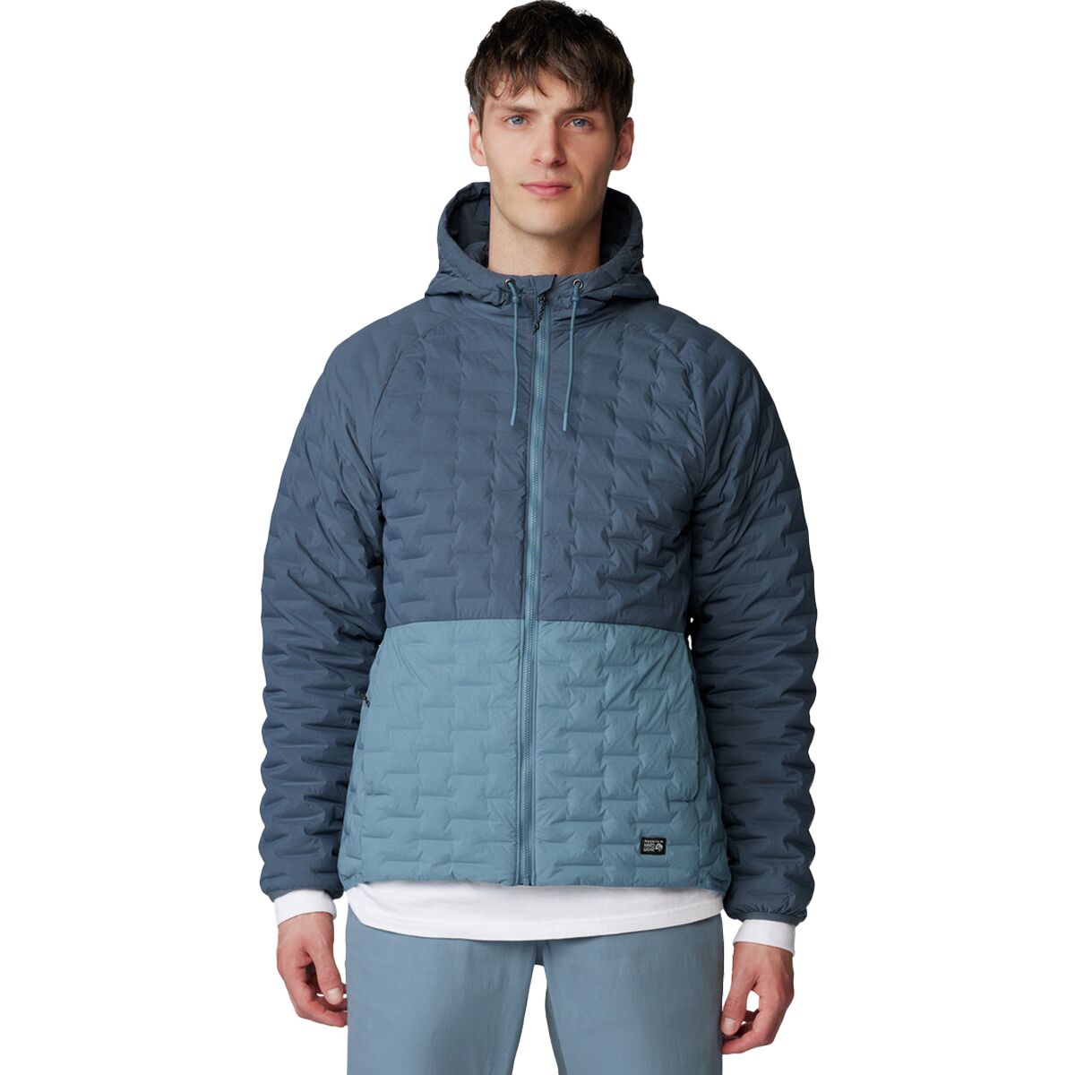 Image of Mountain Hardwear Stretchdown Light Full-Zip Hooded Jacket - Men's Montauk Blue/Asiatic Blue, L
