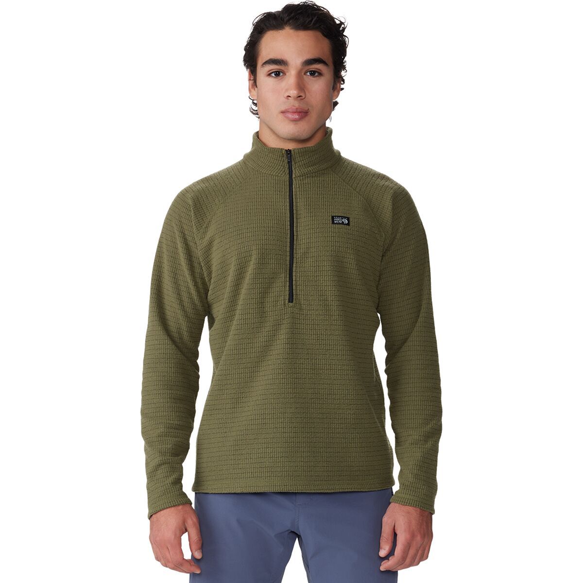 Image of Mountain Hardwear Summit Grid 1/2-Zip Fleece Jacket - Men's Combat Green, M