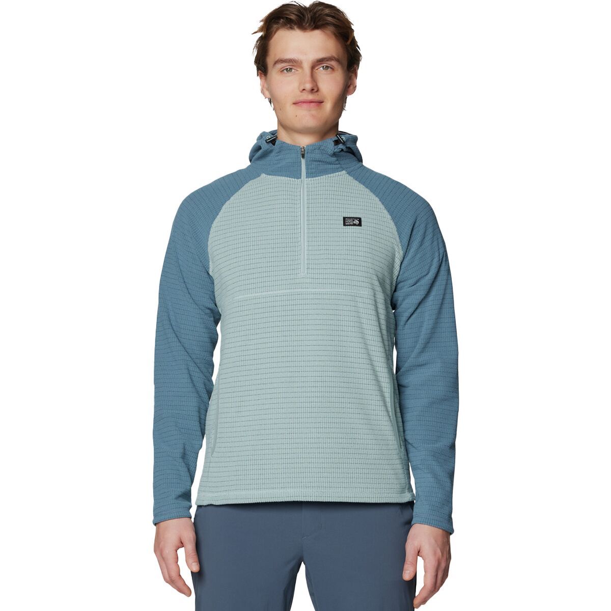 Image of Mountain Hardwear Summit Grid Hoodie - Men's Ice Shadow/Adriatic Blue, M