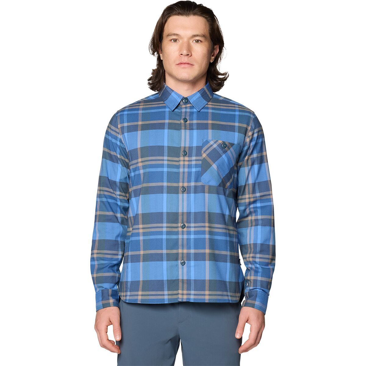 Image of Mountain Hardwear Voyager One Shirt - Men's Moon Blue Amsterdam Plaid, M