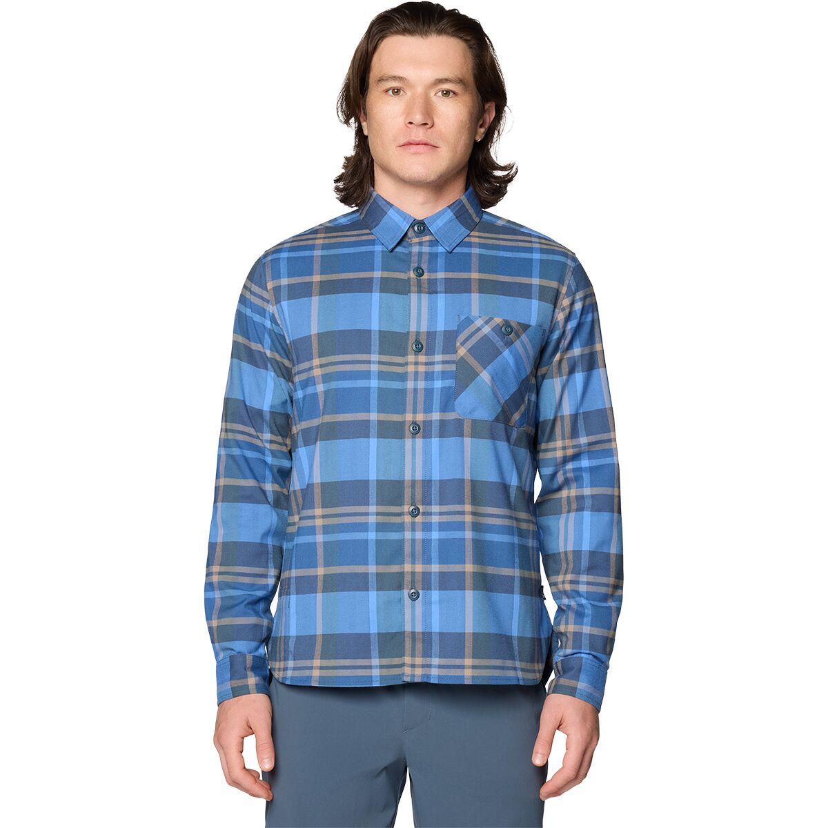 Image of Mountain Hardwear Voyager One Shirt - Men's Moon Blue Amsterdam Plaid, XL