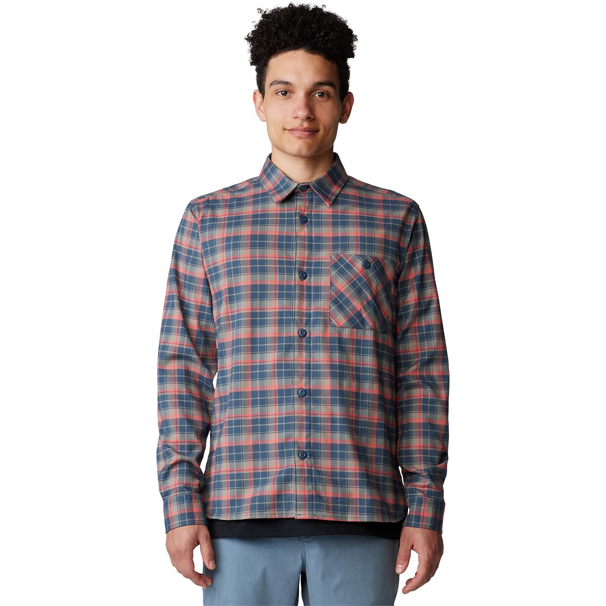 Image of Mountain Hardwear Voyager One Shirt - Men's Montauk Blue Trad Plaid, S