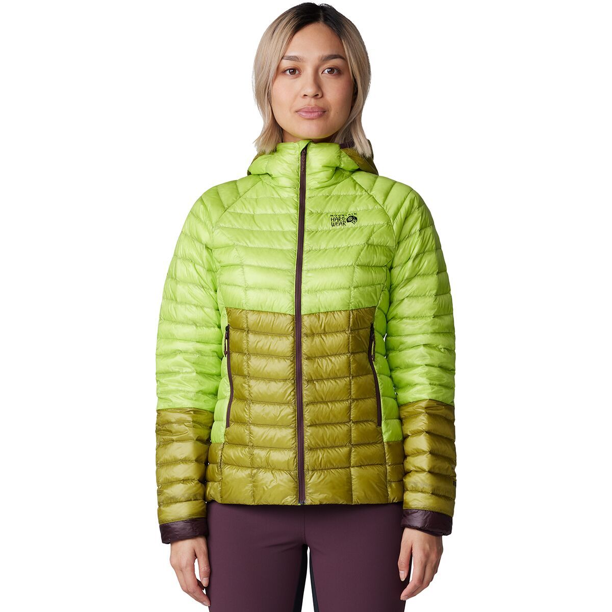 Image of Mountain Hardwear Ghost Whisperer Hooded Down Jacket - Women's Citron Glow, S