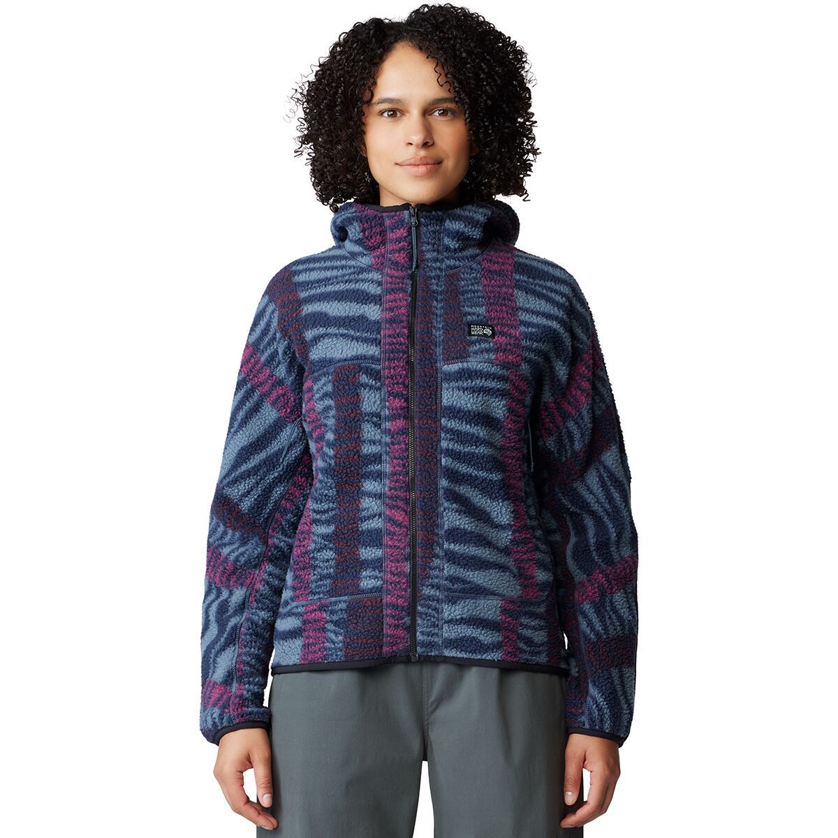 Image of Mountain Hardwear HiCamp Fleece Printed Hoodie - Women's Montauk Blue Ridge Stripe Print, M