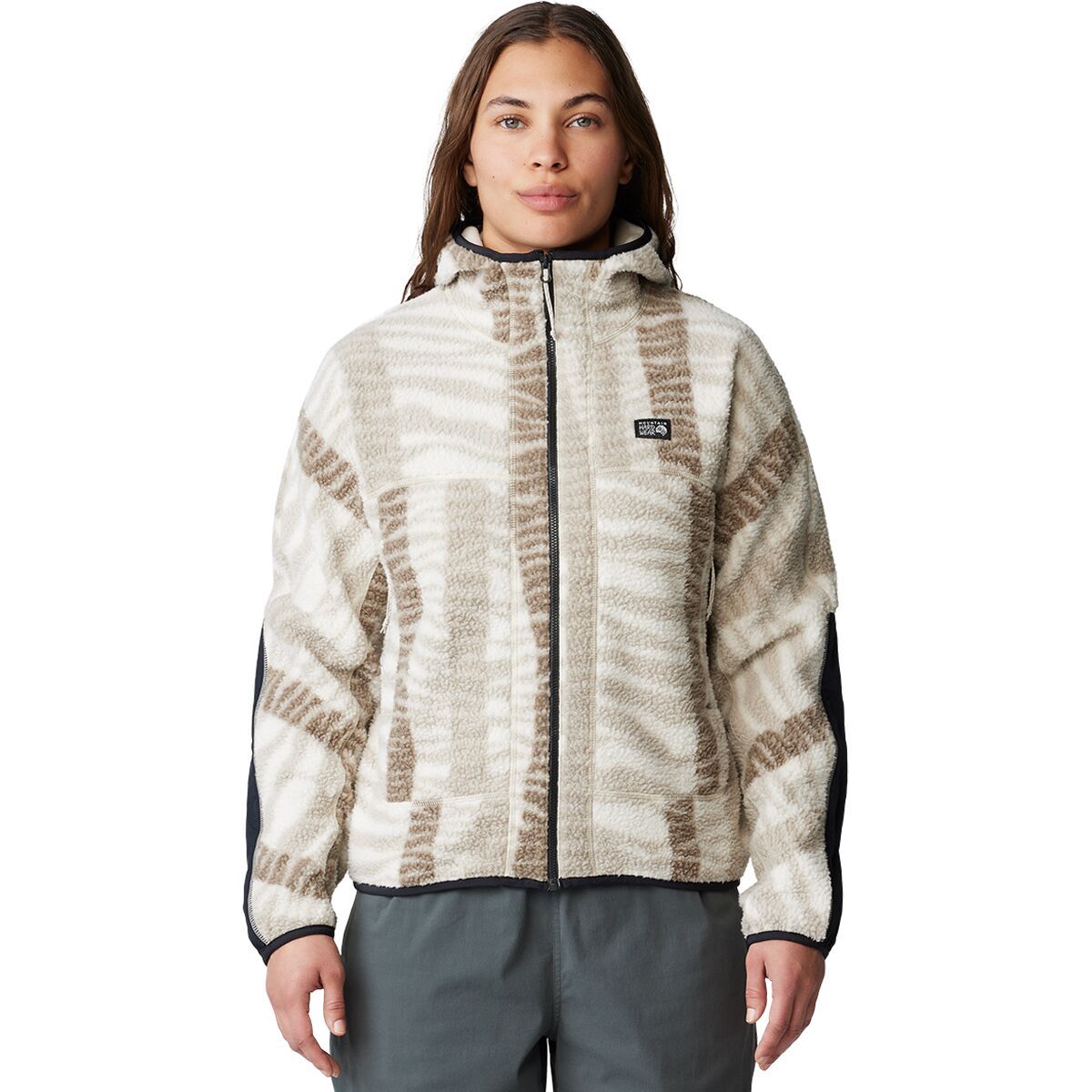 Image of Mountain Hardwear HiCamp Fleece Printed Hoodie - Women's Wild Oyster Ridge Stripe Print, S