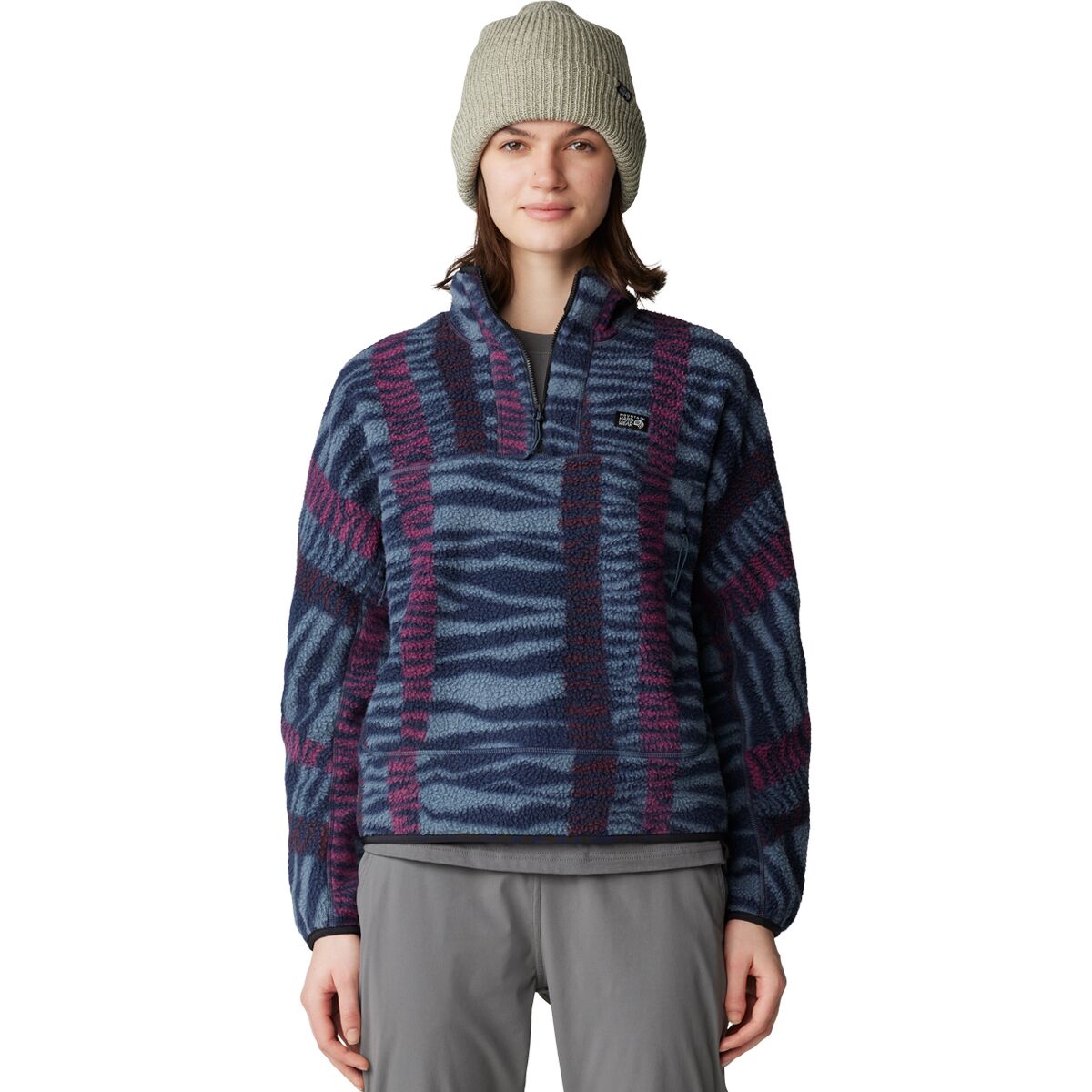 Image of Mountain Hardwear HiCamp Printed Pullover - Women's Montauk Blue Ridge Stripe Print, XL