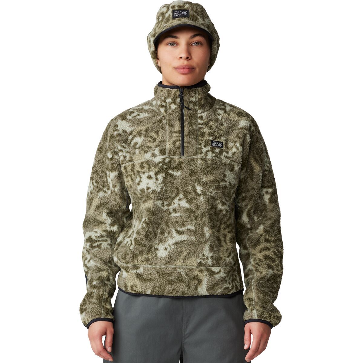 Image of Mountain Hardwear HiCamp Printed Pullover - Women's White Sage Forests Floor Print, XL