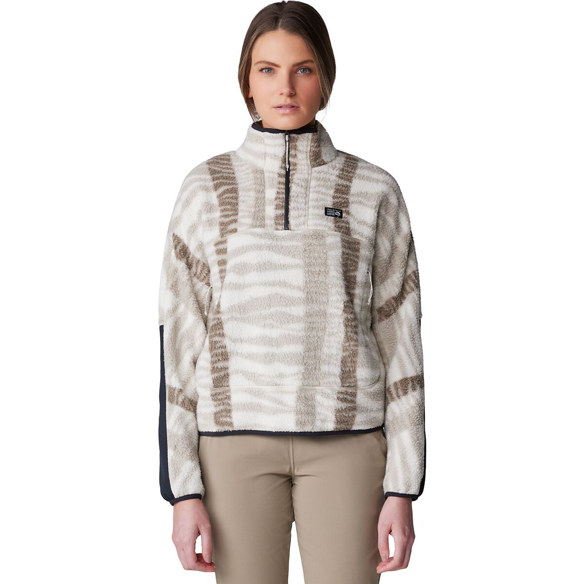 Image of Mountain Hardwear HiCamp Printed Pullover - Women's Wild Oyster Ridge Stripe Print, XL