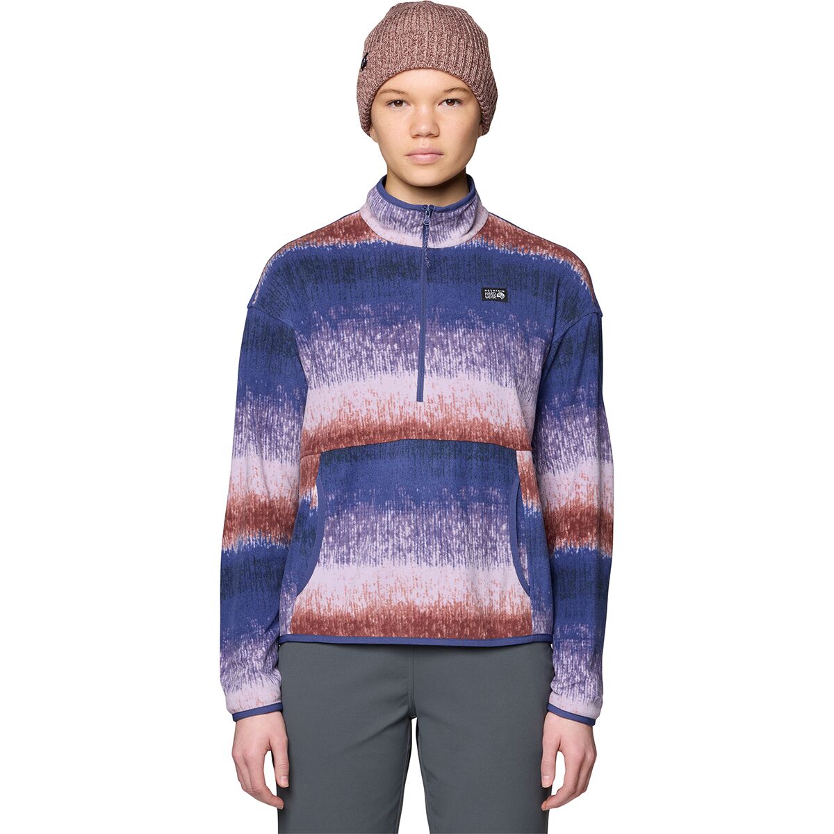 Image of Mountain Hardwear Microchill Pullover - Women's Bourbon Brown Gradient Stripe, S