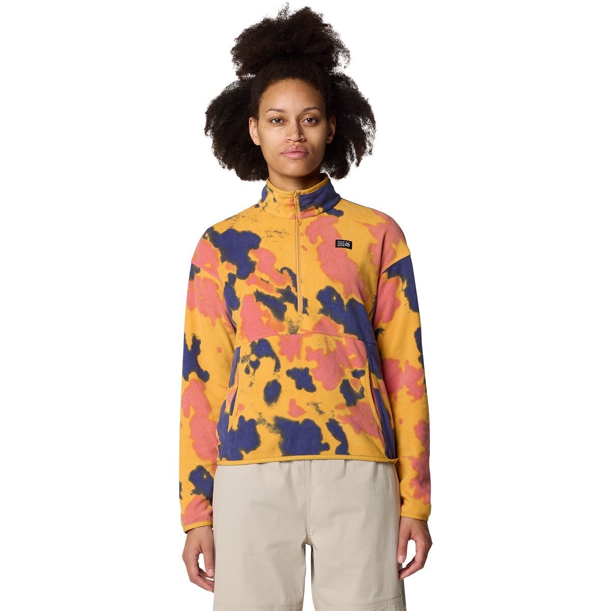Image of Mountain Hardwear Microchill Pullover - Women's Sundown Gold Blissed Dye Print, M