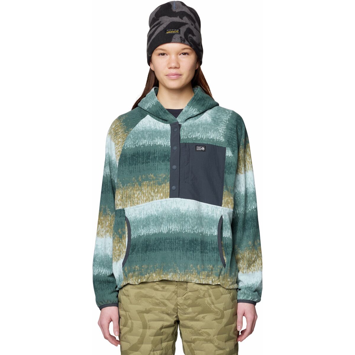 Image of Mountain Hardwear Microchill Snap Neck Pullover - Women's Blue Sage Gradient Stripe, M