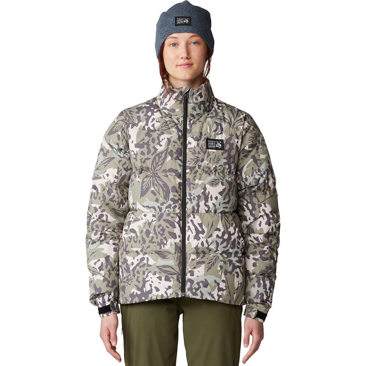 Image of Mountain Hardwear Nevadan Down Jacket - Women's Mantis Green Forests Floor Print, XL