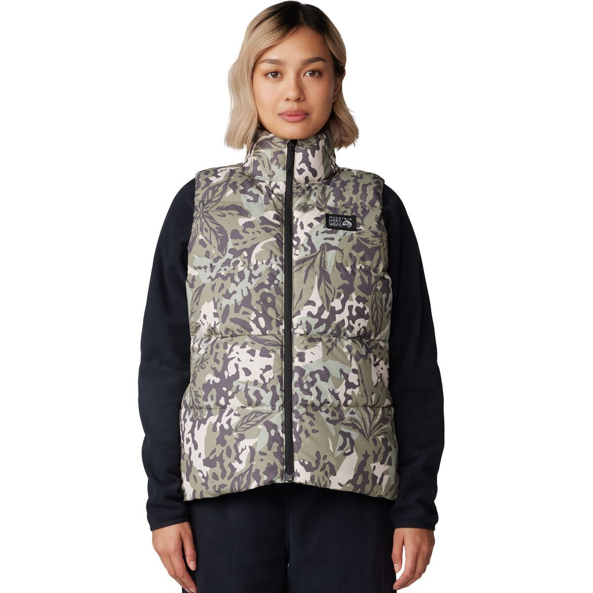 Image of Mountain Hardwear Nevadan Down Vest - Women's Mantis Green Forests Floor Print, L