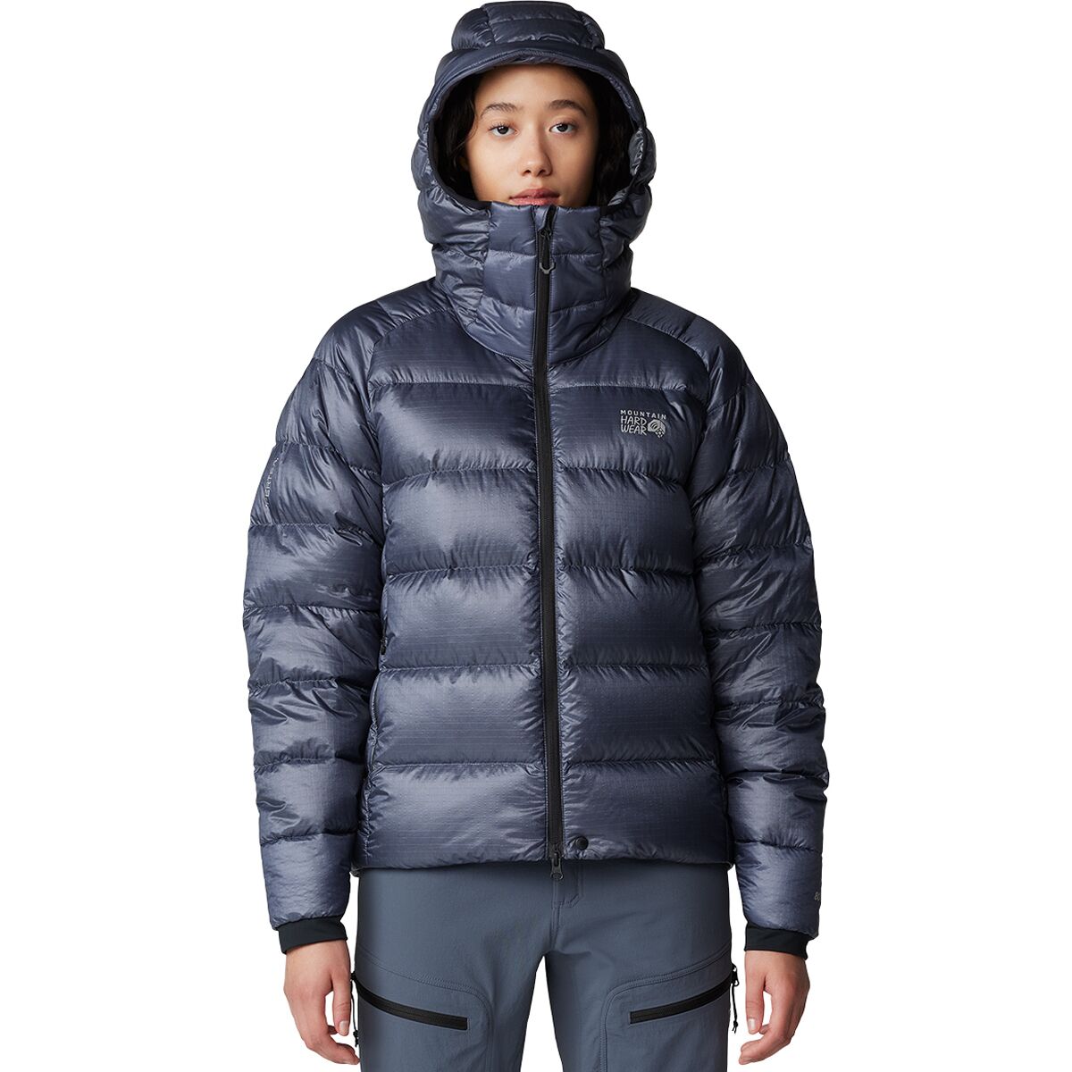 Image of Mountain Hardwear Phantom Alpine Down Hooded Jacket - Women's Blue Slate, L