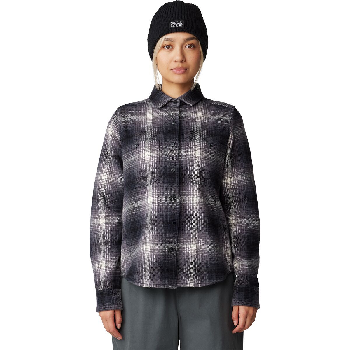Image of Mountain Hardwear Plusher Long-Sleeve Shirt - Women's Black Ombre Buffalo Check, M