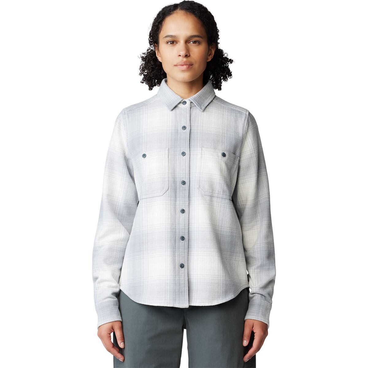 Image of Mountain Hardwear Plusher Long-Sleeve Shirt - Women's Glacial Ombre Buffalo Check, L