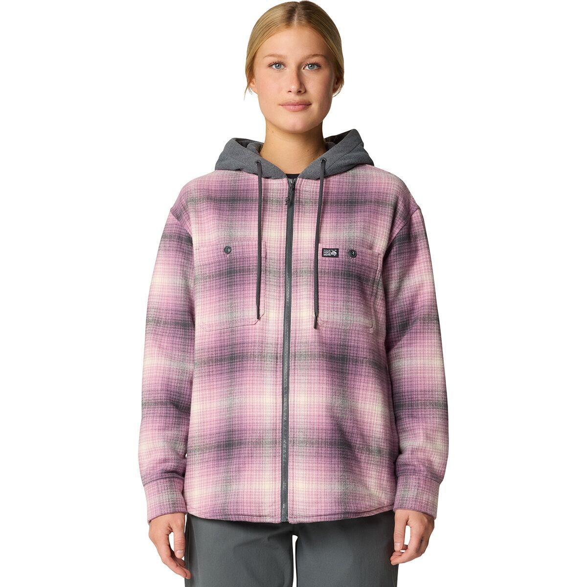 Image of Mountain Hardwear Plusher Microchill Lined Shacket - Women's Dark Daze Ombre Buffalo Check, M