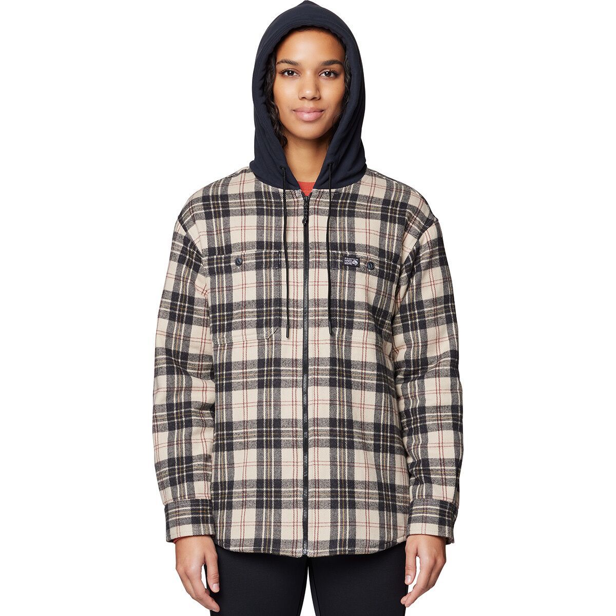 Image of Mountain Hardwear Plusher Microchill Lined Shacket - Women's Fossil Tartan Plaid, M