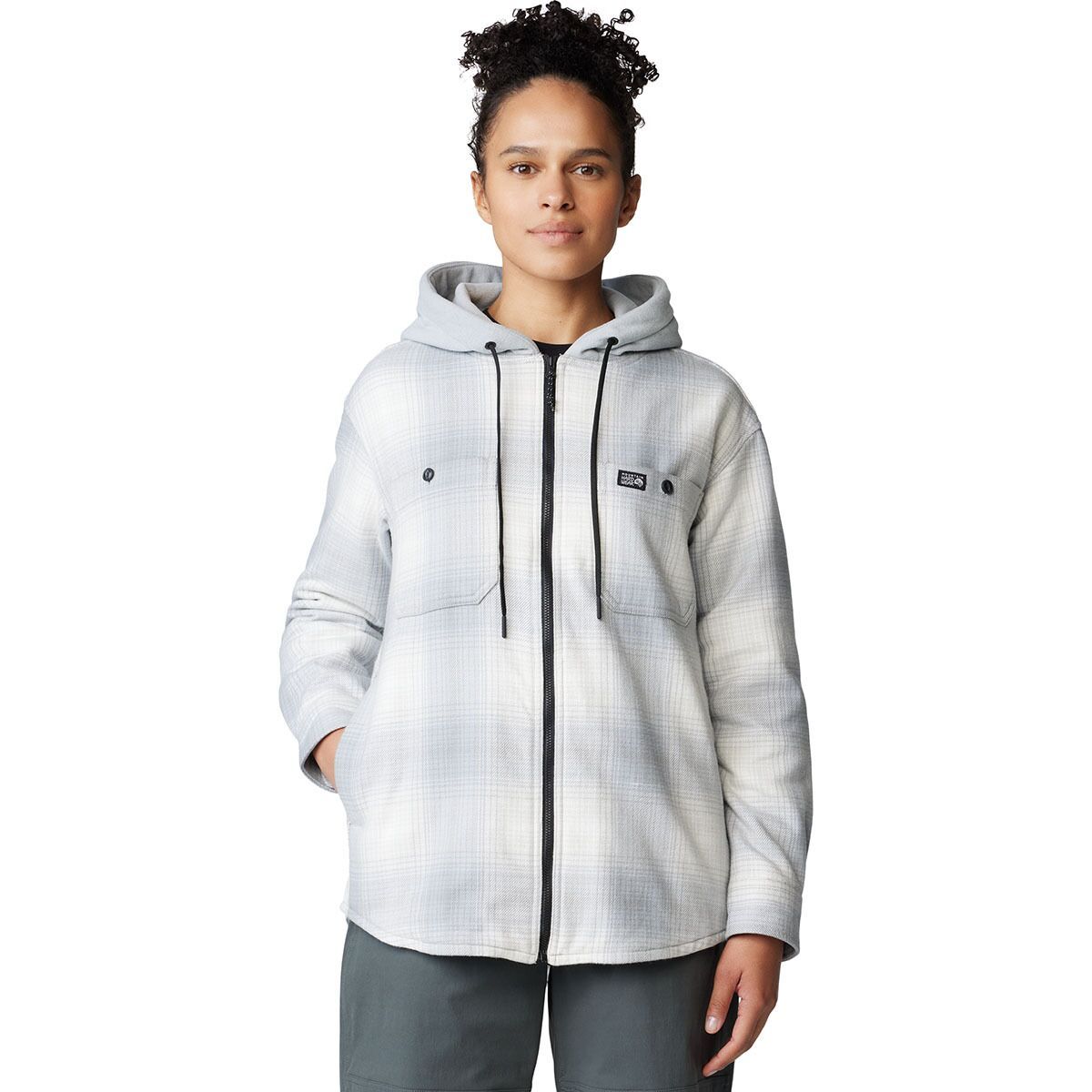 Image of Mountain Hardwear Plusher Microchill Lined Shacket - Women's Glacial Ombre Buffalo Check, XL