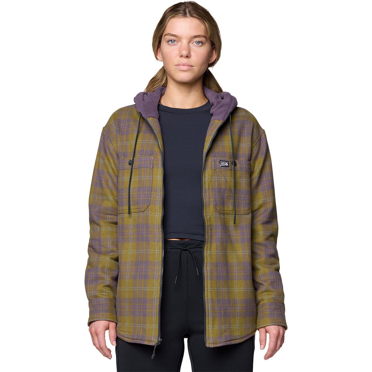 Image of Mountain Hardwear Plusher Microchill Lined Shacket - Women's Landslide Tartan Plaid, XL