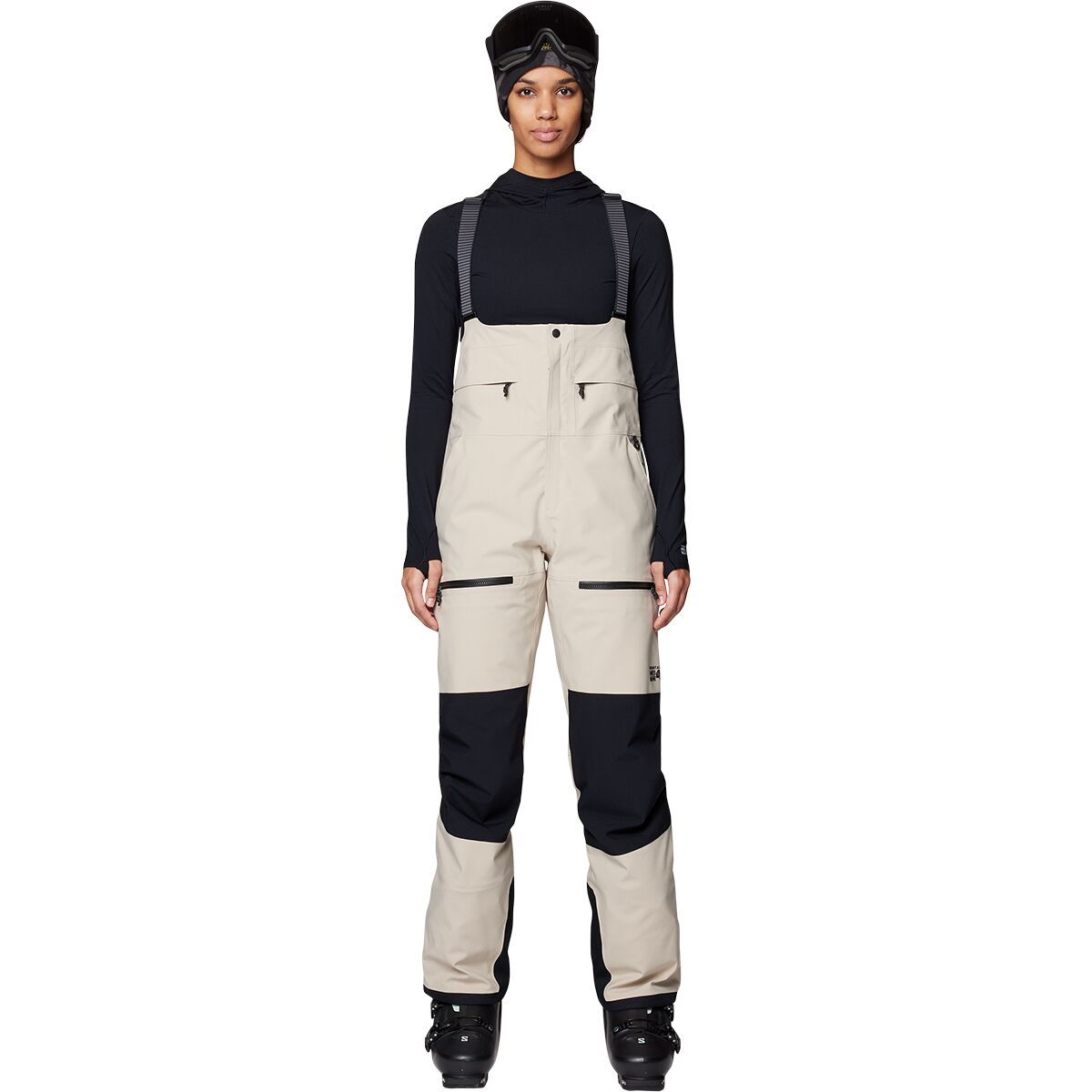 Image of Mountain Hardwear Powder Maven Bib - Women's Fossil/Black, L/Short
