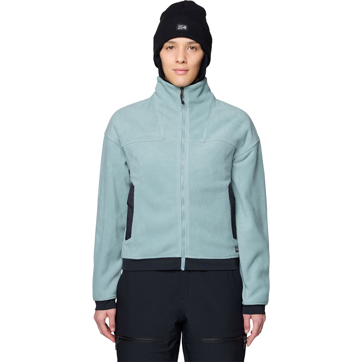 Image of Mountain Hardwear Powder Maven Fleece Full-Zip Jacket - Women's Blue Sage/Black, M