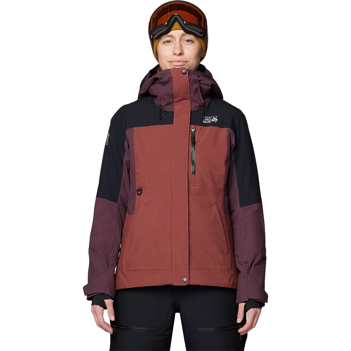 Image of Mountain Hardwear Powder Maven Jacket - Women's Bourbon Brown/Blackberry/Black, S