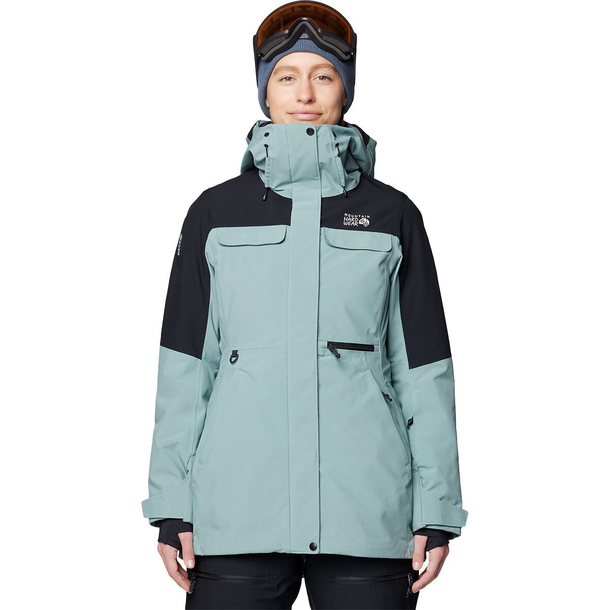 Image of Mountain Hardwear Powder Maven Parka - Women's Blue Sage/Black, M
